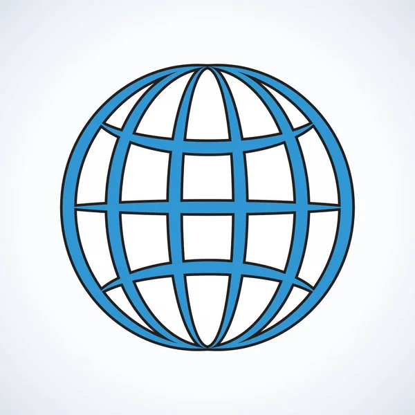 Cián Glob Gömb Világos Háttér Embléma Koncepció Kontúr Grafikus Stílus — Stock Vector