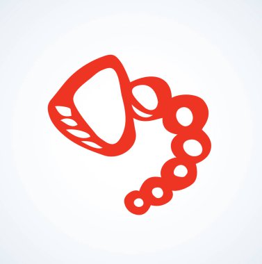 Beyaz arkaplanda şirin bir tabela var. Freehand ana hatları kırmızı mürekkep el çizimi logotip amblem amblem tasarımı klip sanatı modern kontur çizimi kağıt etiket alanı üzerine grafik biçimi fırça