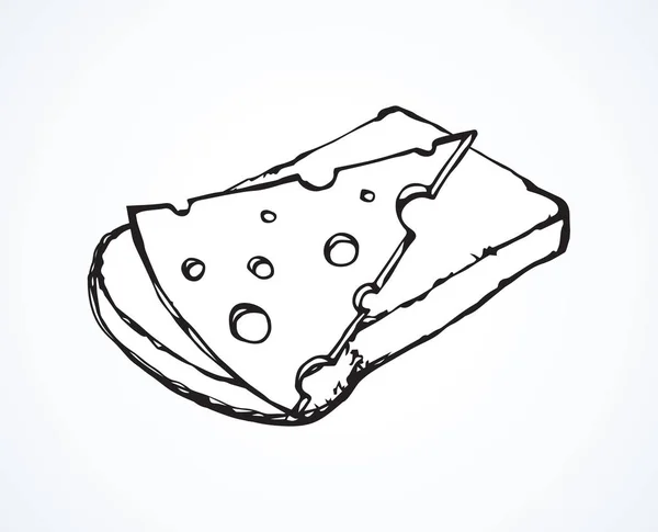 Roti Gandum Mentah Yang Lezat Dan Potongan Keju Swiss Berpori - Stok Vektor