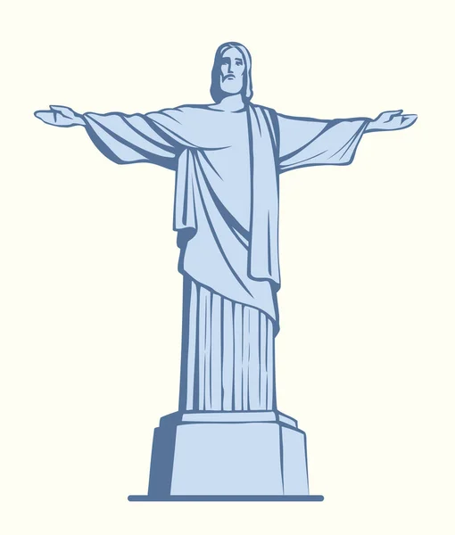 Front View Blessing Cristo Redentor Icon Rio Janeiro Standing Corcovado — Stock Vector