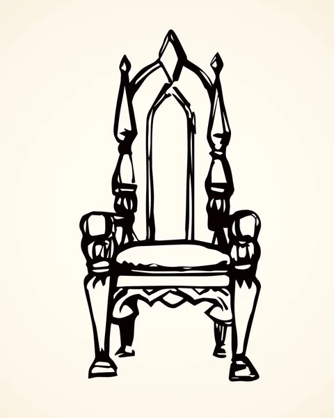 白を背景に古典的なファッション宮殿ルクス絶妙な座り腕スツールのデザイン フリーハンドライン黒インク手は テキストのための紙とスペース上のアートレトロなドードル漫画のグラフィックスタイルのペンでスケッチロゴを描きました — ストックベクタ