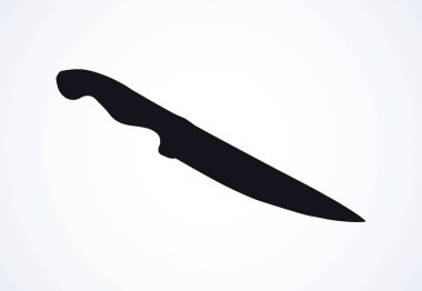 Büyük closeup yerli demir gümüş jilet beyaz kağıt zemin üzerinde. Karanlık mürekkep el mutfak çizim nesnesini logo rozet amblemi retro sanat kontur oyulmuş yazdırma stilinde. Yan görünümü kapatın