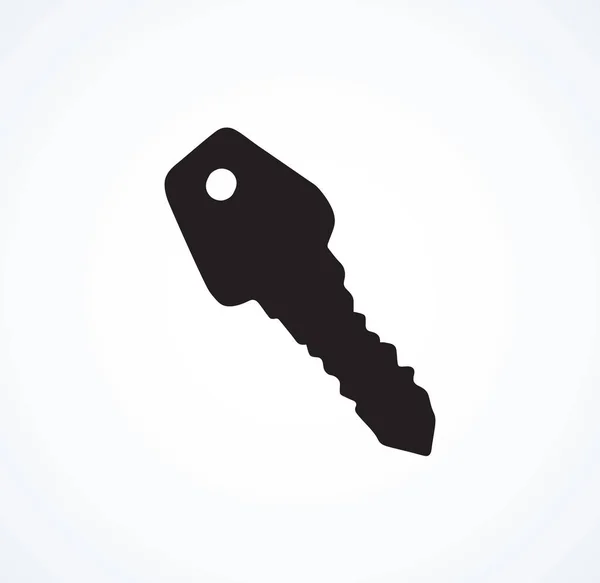 Alter Stahlklappschlüssel Für Mietimmobilien Auf Weißem Hintergrund Handgezeichneter Logotyp Eines — Stockvektor