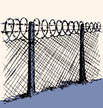 Eski engel sarmal spike şekli satır kafes beyaz gökyüzü zemin üzerinde. Anahat siyah mürekkep el soyut resim işareti kavramı yarım yamalak retro sanat karalama karikatür tarzı kalem kağıt üzerinde metin için yer ile çekilmiş