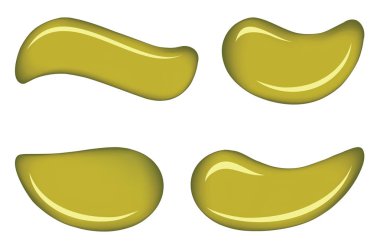 Curvy dalga formu parlak haki kireç renkli emaye boya beyaz yüzey üzerinde ıslak. Pürüzsüz parlak parlak pour uyarısı omega simgesi tasarım ayarlayın. Lezzetli tatlı reçel jelatin yemek yayıldı. Closeup makro görünümü ve metin için yer