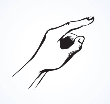 Beyaz arka planda, el genişliği kadar olan bir kol. Freehand ana hatları siyah mürekkep çizilmiş logo pictogram amblemi eskimiş sanat karikatür tarzı kalemle metin için kağıt boşluğuna çizilmiş. Yakın kenar görünümü