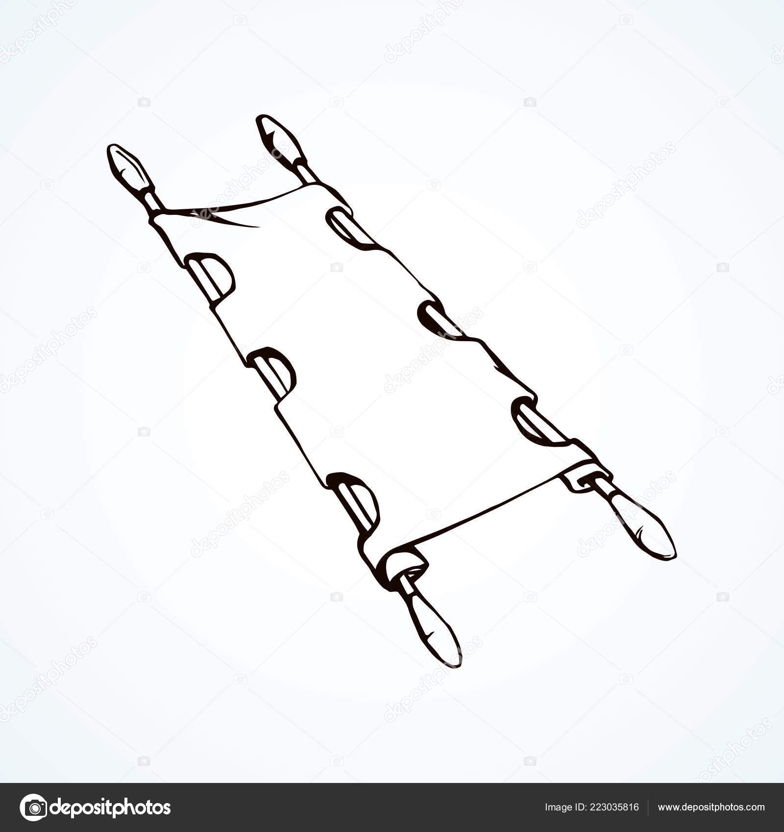 Empty Camp Pram Litter White Room Background Line Black Ink