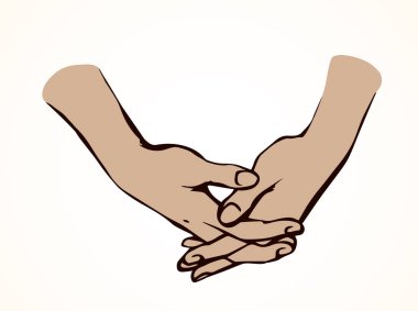 Güzel genç adam bağlantı açık renkli bileğine. Hat logosu piktogram. Anahat siyah mürekkep çizilen amblemi retro sanat doodle basık karikatür tarzı kalem kağıt alanı metin için. Yan görünümü kapatın