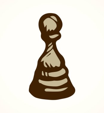 Onay kurulu zemin üzerinde küçük rütbe lideri. Serbest karanlık çizgi mürekkep el çekilmiş Satrançtaşı kazanan öğe oyuncak logo amblem yarım yamalak retro sanat doodle oyulmuş stil tükenmez kalemle kağıt alanı metin için. Closeup görünümü