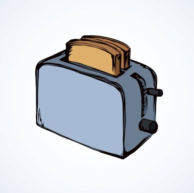 Eski gri çelik aşçılık buğday baker pot aygıt beyaz zemin üzerinde. Parlak gümüş renkli elle çizilmiş hızlı pişmiş maker nesne logo sanat retro doodle karikatür tarzı. İzometrik closeup görünümü metin için yer ile