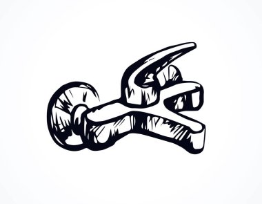 Jet douche tıkaç sprey tasarım beyaz tuvalet duvar zemin üzerinde çelik. Anahat siyah mürekkep elle çizilmiş sağlık nesne logo amblem amblemi sanat modern doodle karikatür tarzı kalem kağıt alanı metin içinde ıslak