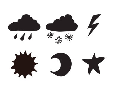 Hava öğe ışık beyaz zemin üzerinde. Eko buzlu su damlacığı, sıcak güneş ray enerji, hilal ışın amblemi. Koyu siyah mürekkep elle çizilmiş web logosu sanat modern karikatür kontur grafik tarzda işaretlemek