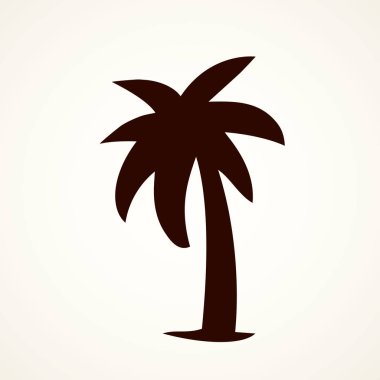 Yaz aylarında Afrika yağmur ormanlarının doğal görünümü beyaz gökyüzü zemin üzerinde. Serbest el anahat siyah mürekkep el çekilmiş çevre çiçek hurma Logo Amblem retro sanat karalama yazdırma stilini tükenmez kalemle kağıt alanı metin için