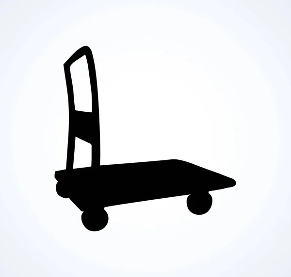 Big Empty Forklift Handcart Dolly Basket White Background Black Ink — Stock Vector