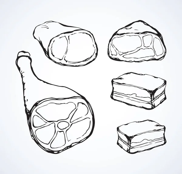 Νόστιμο Χοιρινό Αλάτι Σπασμωδικές Ribeye Θεραπεύεται Βουρστ Σνακ Φέτα Λευκό — Διανυσματικό Αρχείο