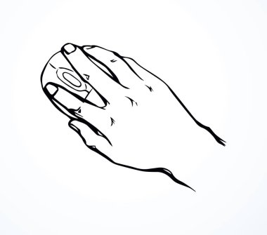 Palm bilek beyaz Resepsiyon arka plan üzerinde. E-ticaret anahtar çalışma alanı kullanım logo satır. Anahat siyah çizilmiş Kullanıcı giriş piktogram modern sanatta doodle karikatür tarzı kalem kağıt alanı metin için. En iyi görünümü kapatın