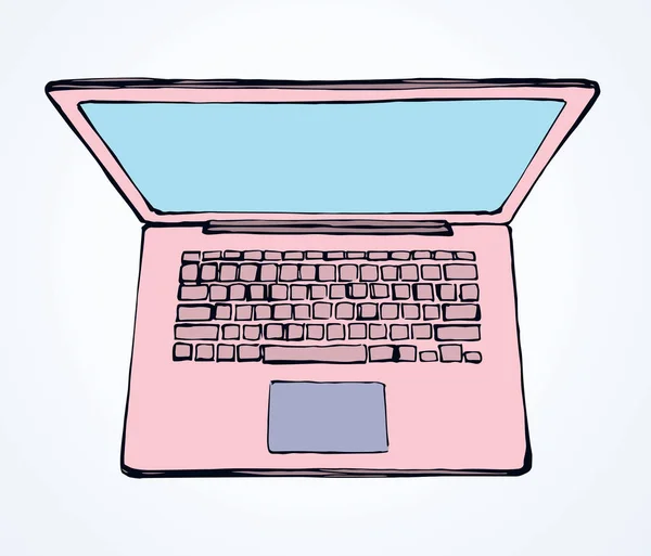 Tipo Macbook Lcd Rosa Abierto Vacío Fondo Mesa Oficina Blanca — Archivo Imágenes Vectoriales