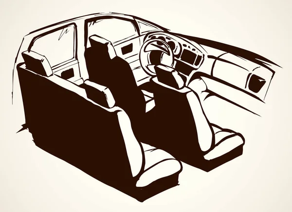 Silla Trasera Suv Timón Tacómetro Monitor Aislado Sobre Fondo Blanco — Vector de stock