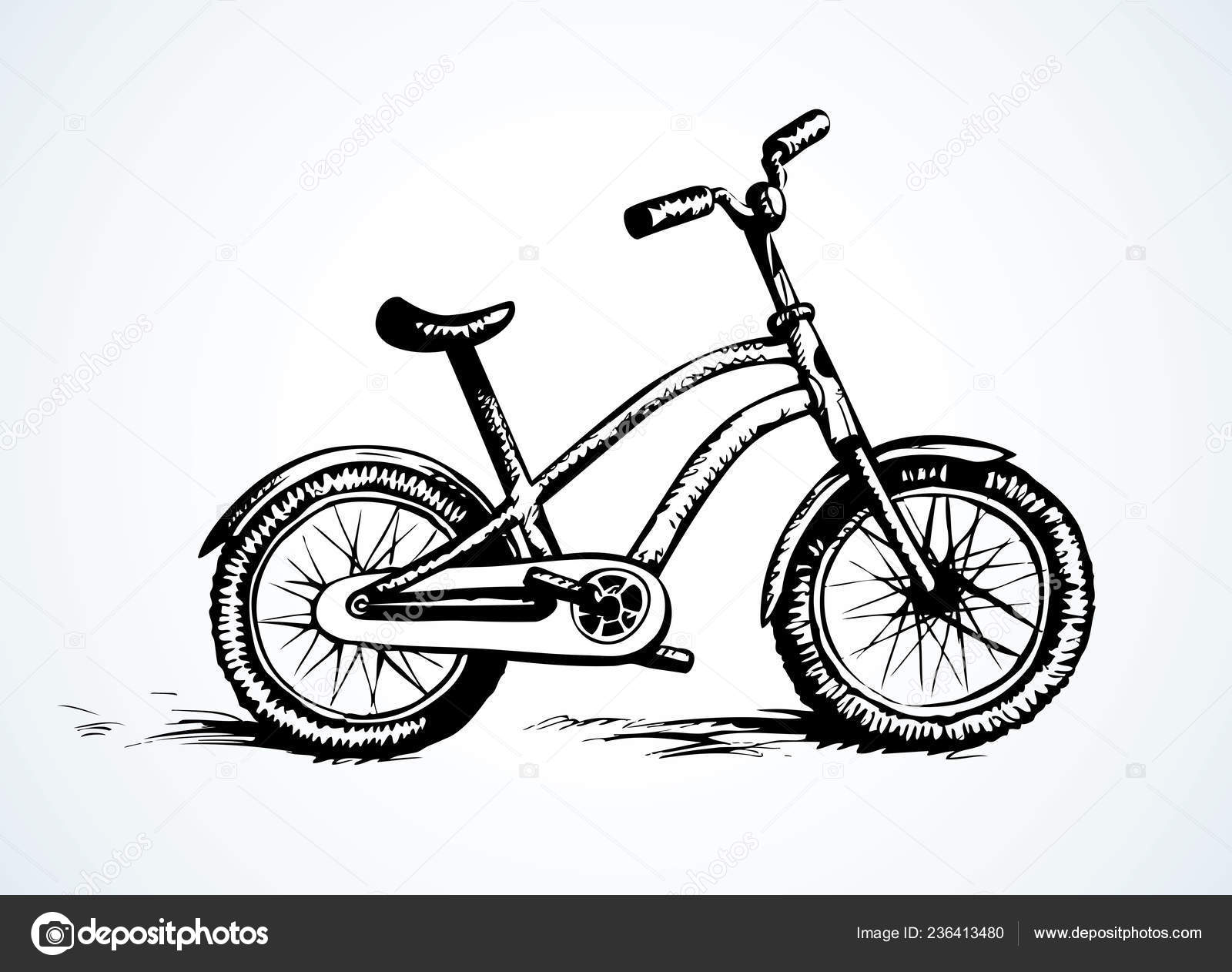 Going Simple Bicycle Isolated White Background Side View Freehand Line Stock Vector C Marinka 236413480