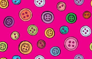 Pembe giyim dekor zemin üzerinde ayarlanmış Modern şirin stud toka araçla. Parlak multi renk el çizim nesnesini logo amblem retro sanat doodle yarım yamalak etch stil metin için malzeme yer. Görünümü kapatın