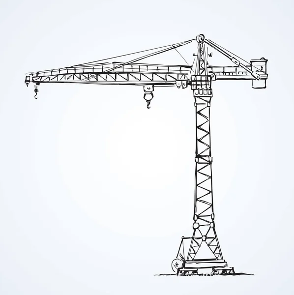 Tower Construction Crane Detailed Vector Illustration Isolated White Background Vector — Stock Vector