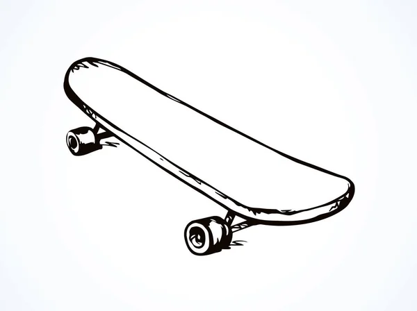 Einfache Alte Skate Isoliert Auf Weißem Hintergrund Freihändige Umrisse Schwarzer — Stockvektor