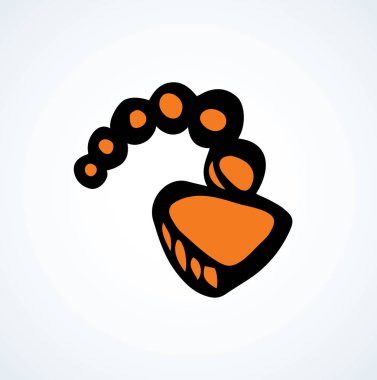 Şirin UI tabelasını beyaz zemin üzerinde. FreeHand komik parlak turuncu renk logo amblem amblemi handdrawn yolu yarım yamalak klip sanat modern grunge karalama grafik stili kalem kağıt etiket alanı için metin