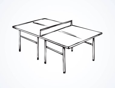 Arka planda beyaz bir masa tenisi resmi var. Freehand ana hatları siyah mürekkep el çizdi eğlenceli tenis logosu amblemi resim kabataslak sanat retro karalama tarzı kalem metin alanı üzerine