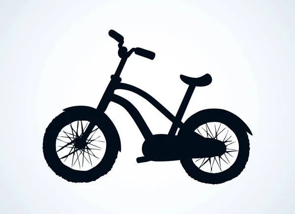 Aller Vélo Simple Isolé Sur Fond Blanc Vue Latérale Encre — Image vectorielle