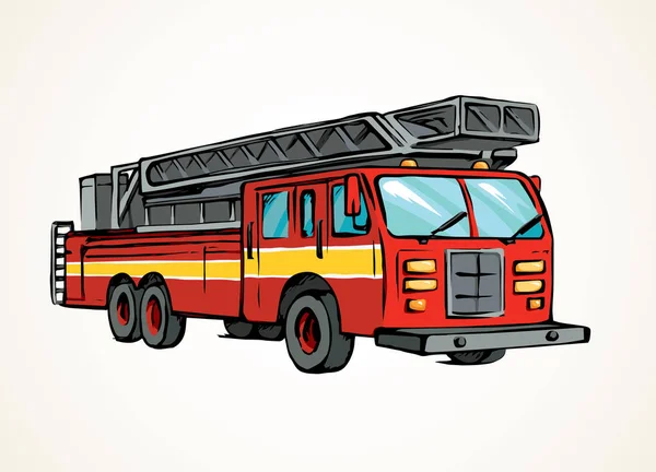 911 Dízelmotoros Osztag Fehér Útszélen Élénk Piros Színű Kézzel Rajzolt — Stock Vector