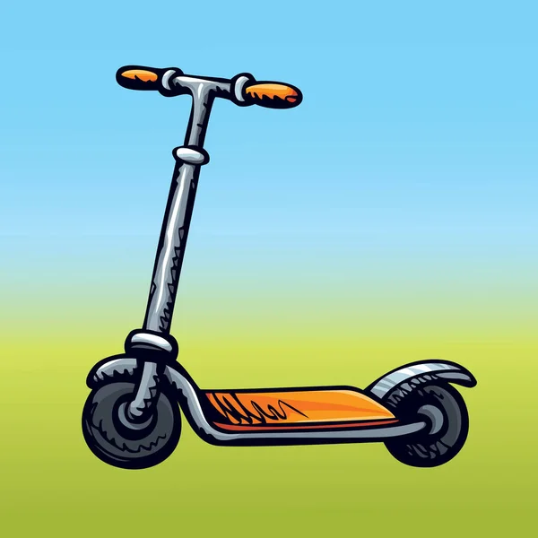 Scooter Rojo Lindo Simple Aislado Telón Fondo Azul Del Cielo — Vector de stock