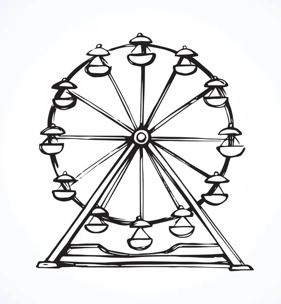 Grote Cirkelvormige Lijn Omhoog Grappige Jongen Ferriswheel Spel Afbeelding Tekenen — Stockvector