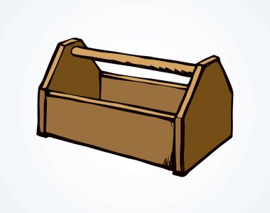 Beyaz arkaplanda yeni bir donanım tutucu nesnesi oluştur. Freehand ana hatlarıyla siyah mürekkep çizimi logo amblemine yardımcı olur. Piktogram resim retro çizim biçimi ile kağıt üzerinde metin için yalak besler. Yakından bak