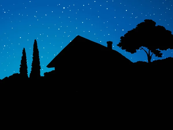 新しいビルド農家の代わりに住宅事務所のデザインと近代的な裏庭の景色 空白の空を背景にテキストのためのスペースとアートレトロなドアスタイルでスケッチ図を描いたフリーハンドの線形黒インク手 — ストックベクタ