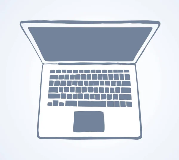 Pusty Otwartego Typu Macbook Lcd Tle Biały Stół Freehand Konspektu — Wektor stockowy