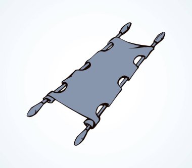 Beyaz oda arka planında boş bebek arabası seti. Çizgi siyah mürekkep eli, sağlık hizmetinden yaralanmış cerrah kutusu obje logosu resim çizimi modern sanat karikatürü çizgi film stili kalemle metin alanı üzerine çizilmiş