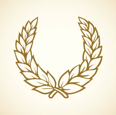 Roma yarışmada ilk kat madalyon gurur daire altın taç garland dekor beyaz arka plan üzerinde. Altın rengi el metin için yer ile grafik stili sertifikalı Antik Sanat doodle çizilmiş Kraliyet zafer logo