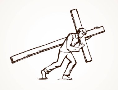 Antik İncil 'deki kurtarıcı İsa, beyaz gökyüzünde yol logosuna yazı yazmış. Çizgi Sin Crass dua konsepti ikonu. Siyah mürekkep çizilmiş mesih aşk ruhu antik sanat karalama tarzında eskiz