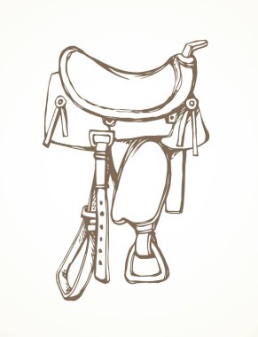 Beyaz zemin üzerinde klasik tack kemer yaşlı. Serbest el anahat siyah mürekkep el çizilmiş texas avı iş nesnesi logo rozet amblemi antika sanat kazınmış doodle tarzda yarım yamalak. Metin için yer closeup yan görünüm