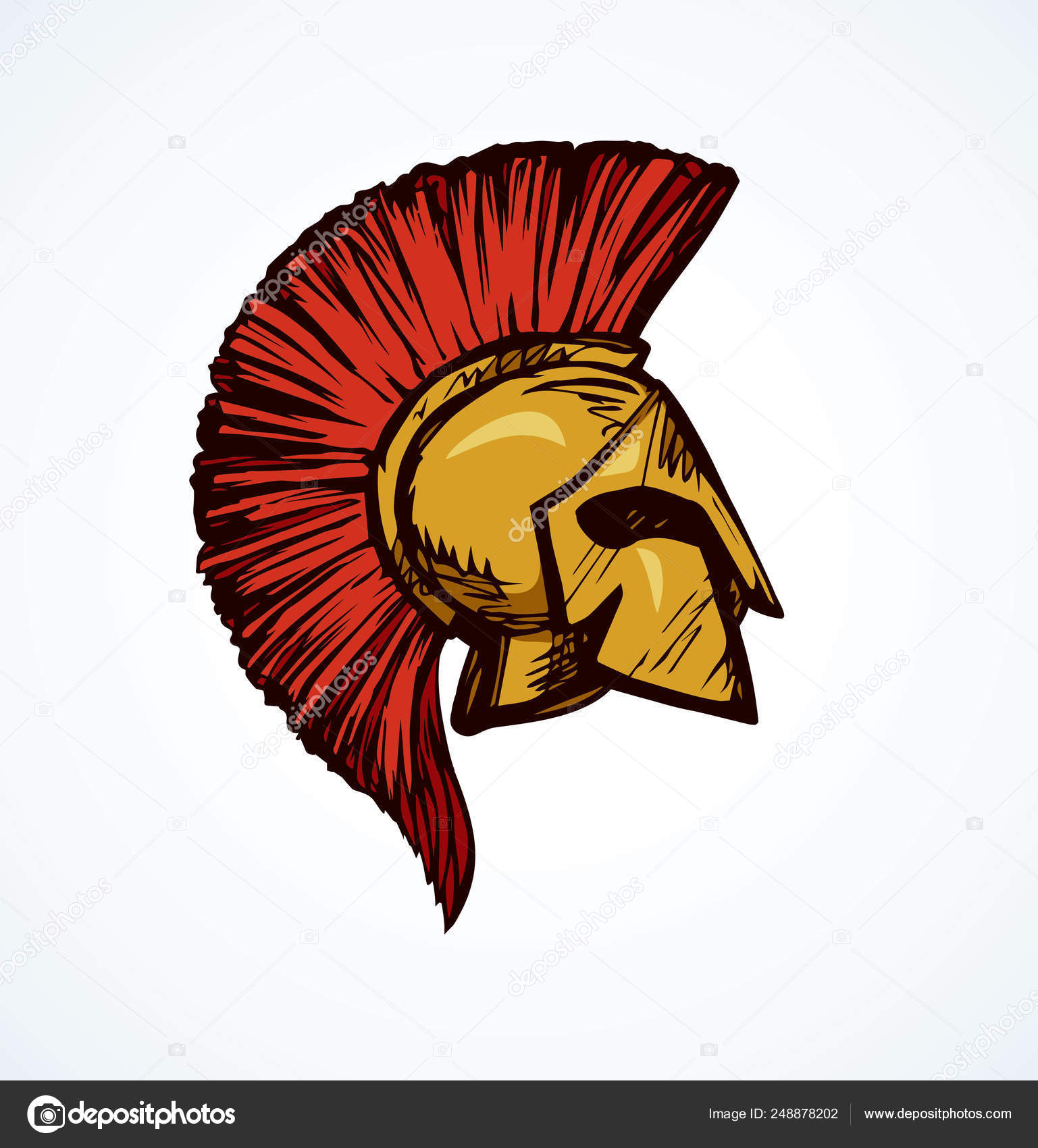 Sketch Spartan Helmet Greek Isolated On Stock Vector (Royalty Free)  2346575221 | Shutterstock