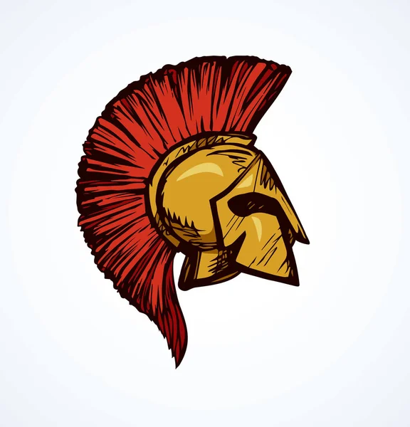 Spartaanse helm. Vector tekening — Stockvector