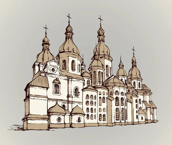 Vector Catedral de Santa Sofía en Kiev, Ucrania — Vector de stock