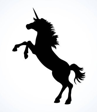 Tek boynuzlu at. Vektör çizim