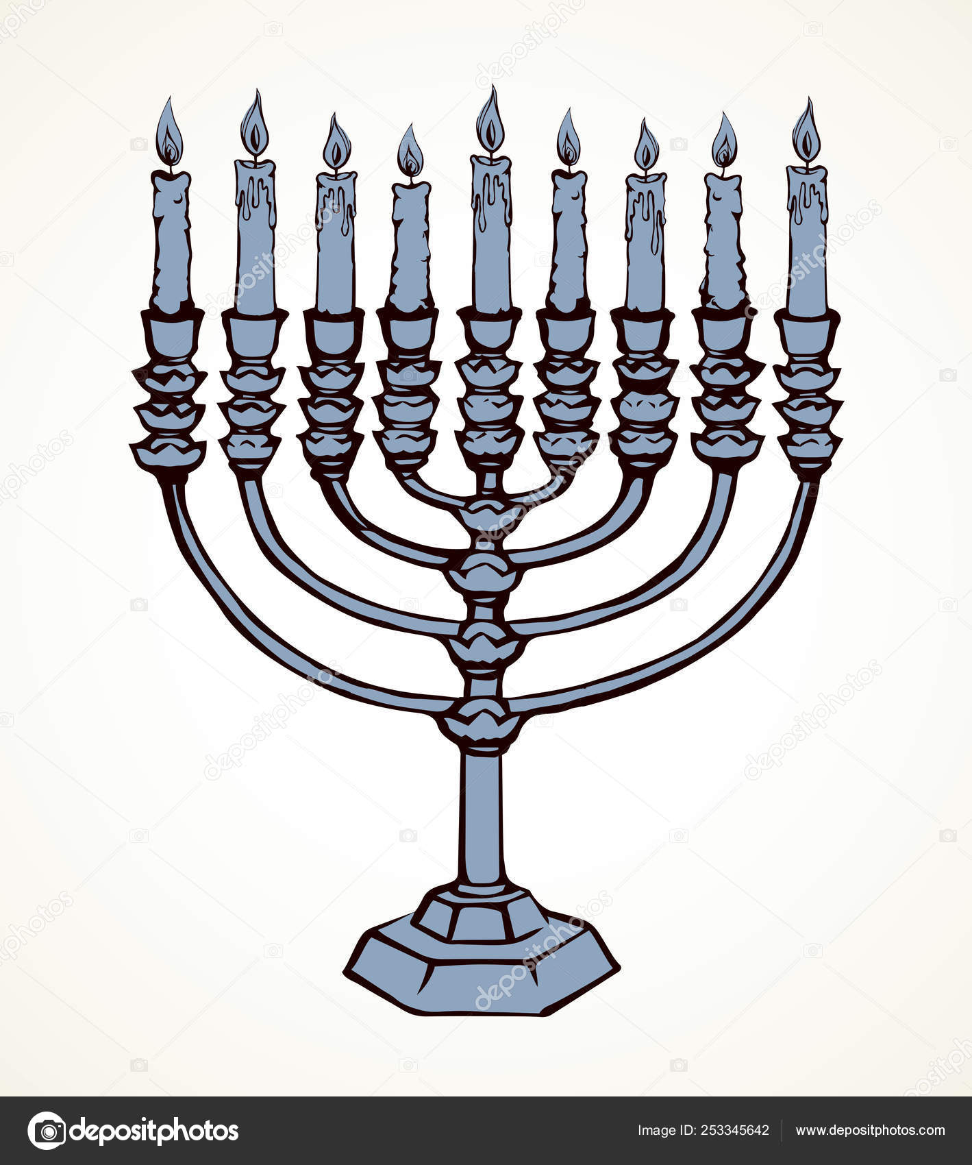 Menorah Vector Drawing Stock Vector C Marinka 253345642