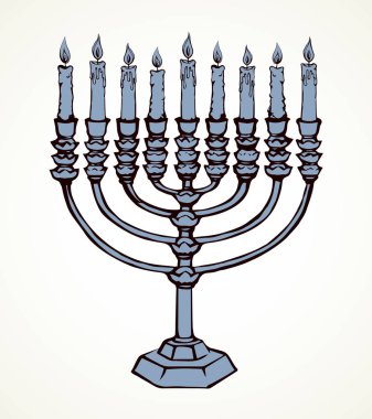 Yedi Kollu Şamdan. Vektör çizim