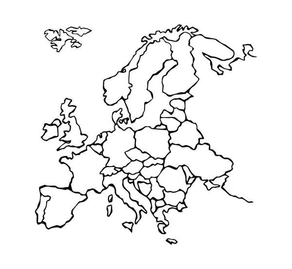 Eurasie. Continent avec les contours des pays. Vecteur dr — Image vectorielle