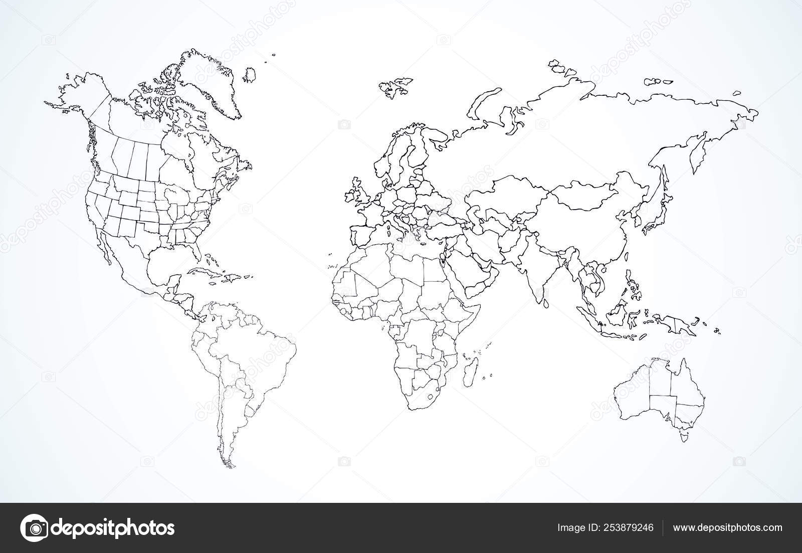 World Map Continents With The Contours Of The Countries Vector Stock Vector Image By C Marinka World Map Continents With The Contours Of The Countries Vector Stock Vector Image By C Marinka