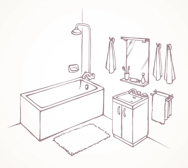 Baño. Dibujo vectorial — Archivo Imágenes Vectoriales