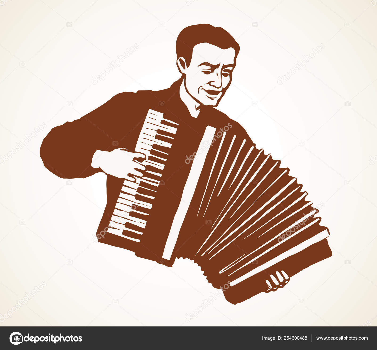 A man plays the accordion. Vector drawing Stock Vector by ©Marinka 254600488