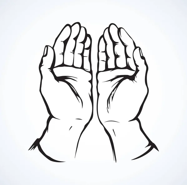 Mãos a rezar. Desenho vetorial — Vetor de Stock
